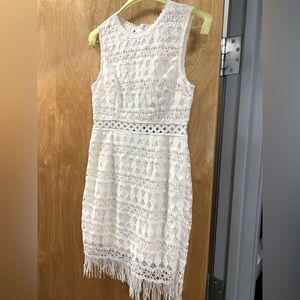 Lulus lace cocktail dress w fringe bottom size small!